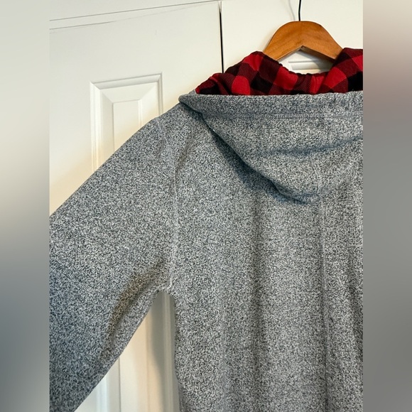 Roots Cabin Mens Grey Buffalo Plaid Zip Up Winter Sweater Fleece Onesie - Picture 7 of 12